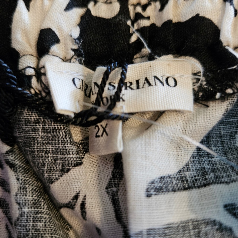 Christian Siriano New York Womens 2X Black‎ White Floral Wide Leg Pants NWT - Picture 3 of 8